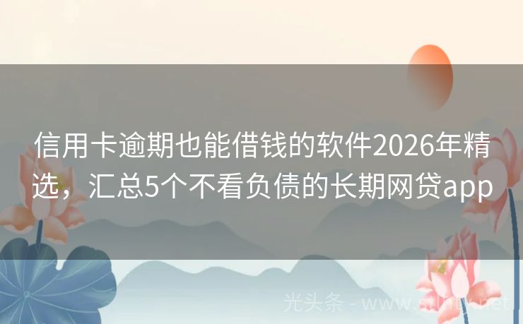 信用卡逾期也能借钱的软件2026年精选，汇总5个不看负债的长期网贷app
