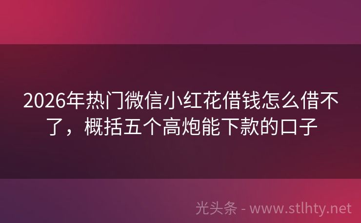 2026年热门微信小红花借钱怎么借不了，概括五个高炮能下款的口子