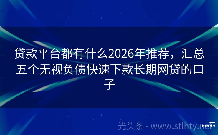 贷款平台都有什么2026年推荐，汇总五个无视负债快速下款长期网贷的口子