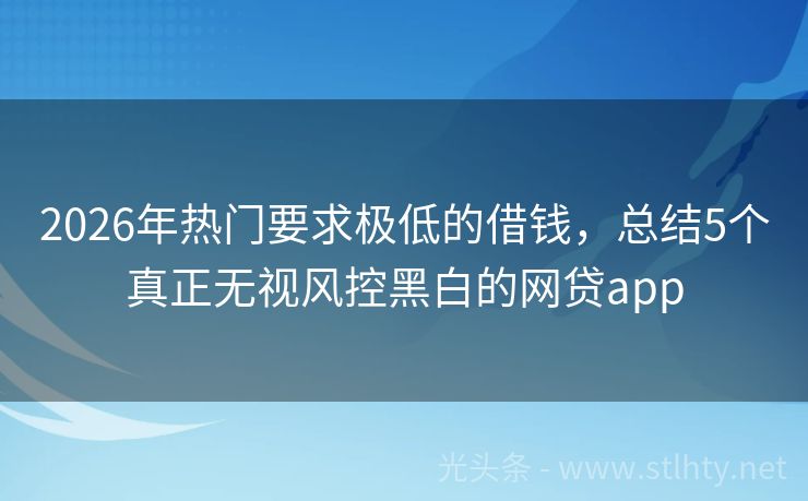 2026年热门要求极低的借钱，总结5个真正无视风控黑白的网贷app
