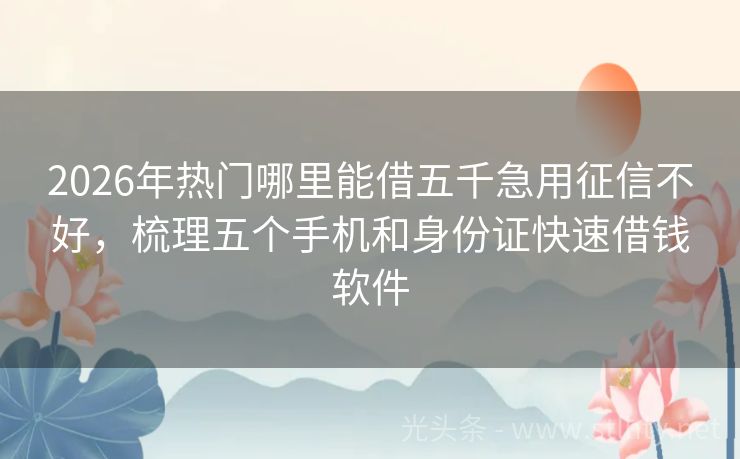2026年热门哪里能借五千急用征信不好，梳理五个手机和身份证快速借钱软件