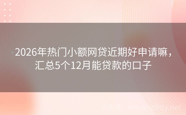 2026年热门小额网贷近期好申请嘛，汇总5个12月能贷款的口子