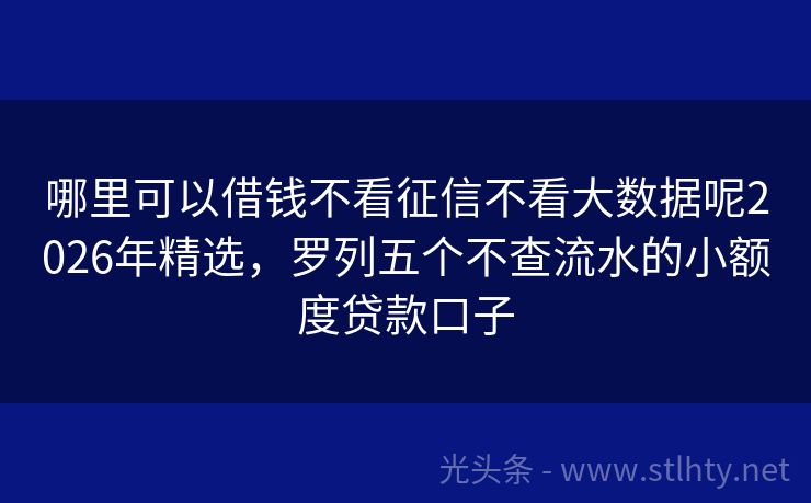 哪里可以借钱不看征信不看大数据呢2026年精选，罗列五个不查流水的小额度贷款口子