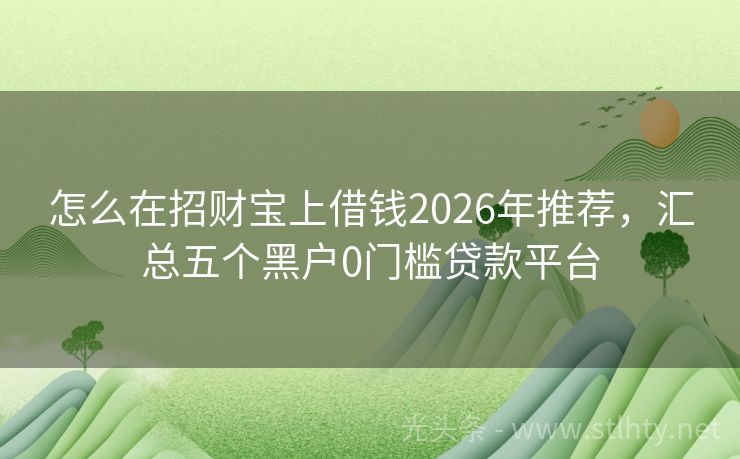 怎么在招财宝上借钱2026年推荐，汇总五个黑户0门槛贷款平台