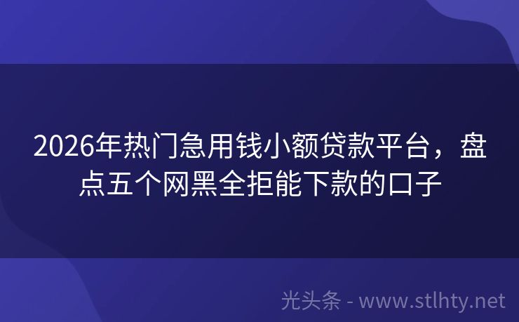 2026年热门急用钱小额贷款平台，盘点五个网黑全拒能下款的口子