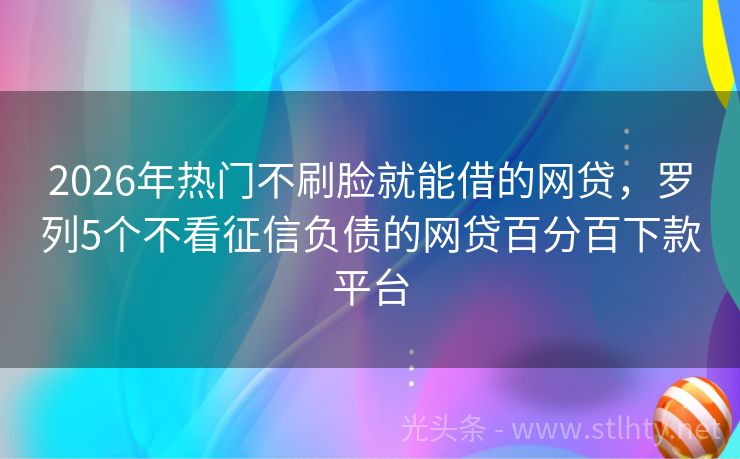 2026年热门不刷脸就能借的网贷，罗列5个不看征信负债的网贷百分百下款平台