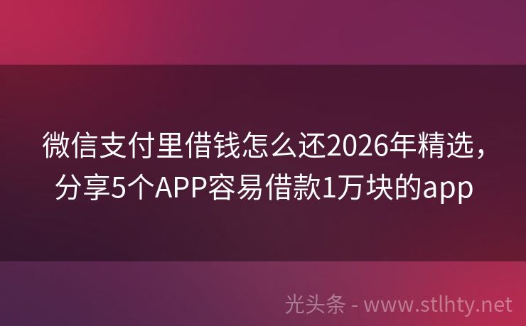 微信支付里借钱怎么还2026年精选，分享5个APP容易借款1万块的app