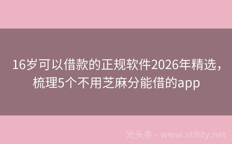 16岁可以借款的正规软件2026年精选，梳理5个不用芝麻分能借的app