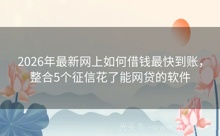 2026年最新网上如何借钱最快到账，整合5个征信花了能网贷的软件