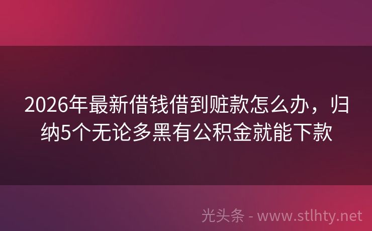 2026年最新借钱借到赃款怎么办，归纳5个无论多黑有公积金就能下款