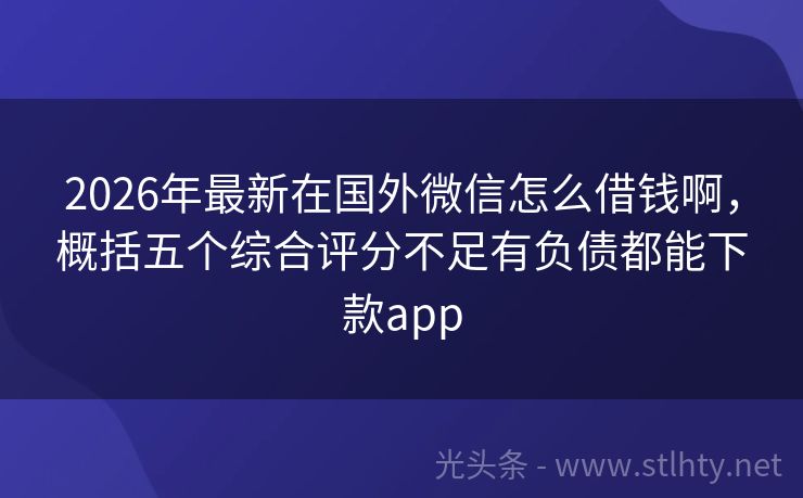 2026年最新在国外微信怎么借钱啊，概括五个综合评分不足有负债都能下款app