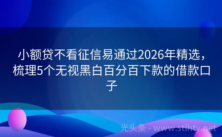 小额贷不看征信易通过2026年精选，梳理5个无视黑白百分百下款的借款口子