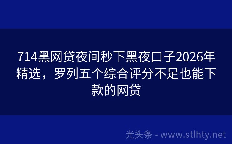 714黑网贷夜间秒下黑夜口子2026年精选，罗列五个综合评分不足也能下款的网贷