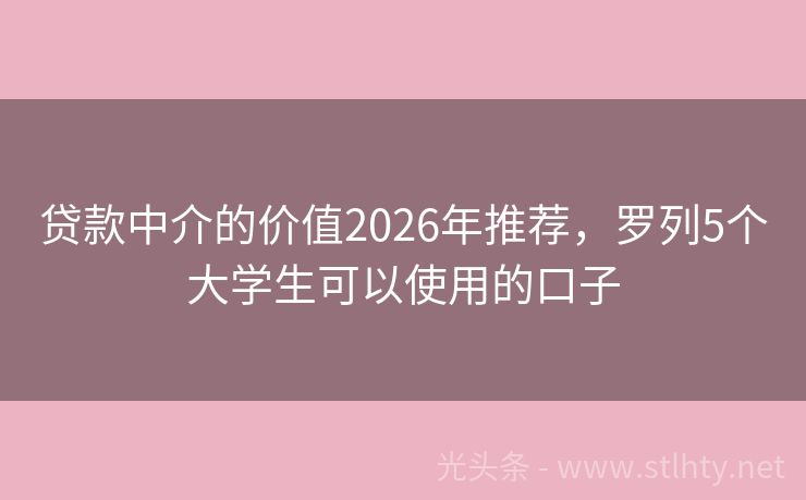 贷款中介的价值2026年推荐，罗列5个大学生可以使用的口子