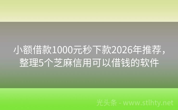 小额借款1000元秒下款2026年推荐，整理5个芝麻信用可以借钱的软件