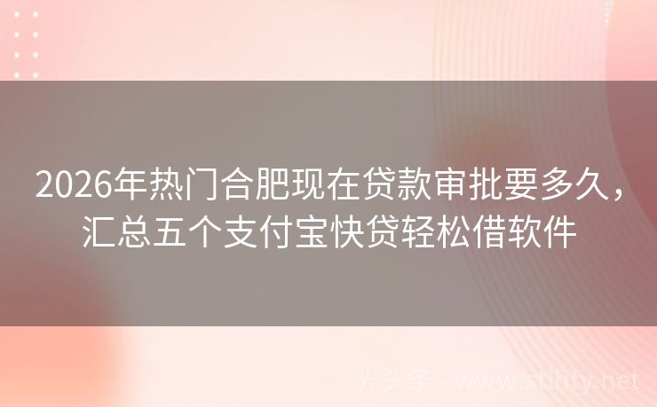 2026年热门合肥现在贷款审批要多久,汇总五个支付宝快贷轻松借软件