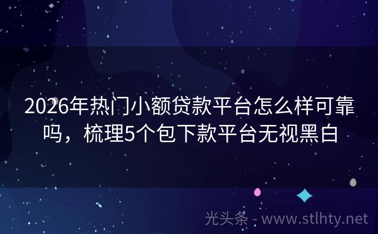2026年热门小额贷款平台怎么样可靠吗，梳理5个包下款平台无视黑白