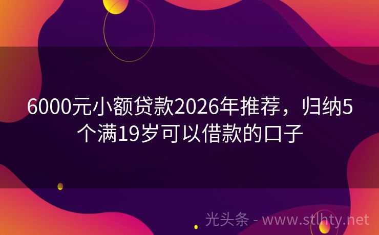 6000元小额贷款2026年推荐，归纳5个满19岁可以借款的口子