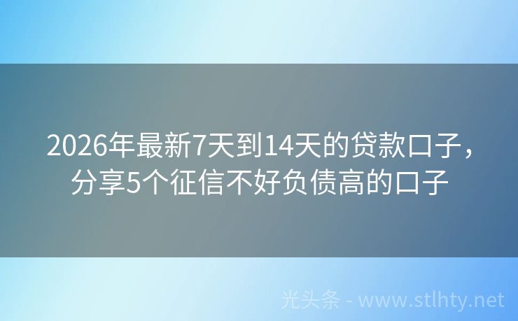 2026年最新7天到14天的贷款口子，分享5个征信不好负债高的口子