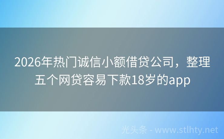 2026年热门诚信小额借贷公司，整理五个网贷容易下款18岁的app
