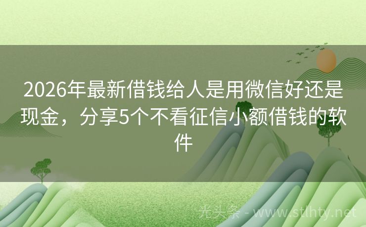 2026年最新借钱给人是用微信好还是现金，分享5个不看征信小额借钱的软件