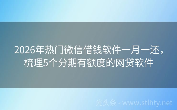 2026年热门微信借钱软件一月一还，梳理5个分期有额度的网贷软件