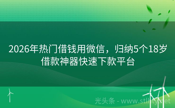 2026年热门借钱用微信，归纳5个18岁借款神器快速下款平台