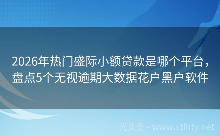 2026年热门盛际小额贷款是哪个平台，盘点5个无视逾期大数据花户黑户软件