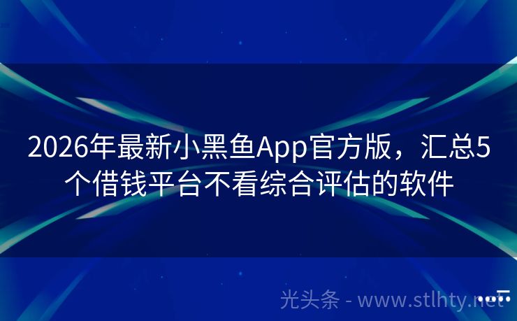 2026年最新小黑鱼App官方版，汇总5个借钱平台不看综合评估的软件