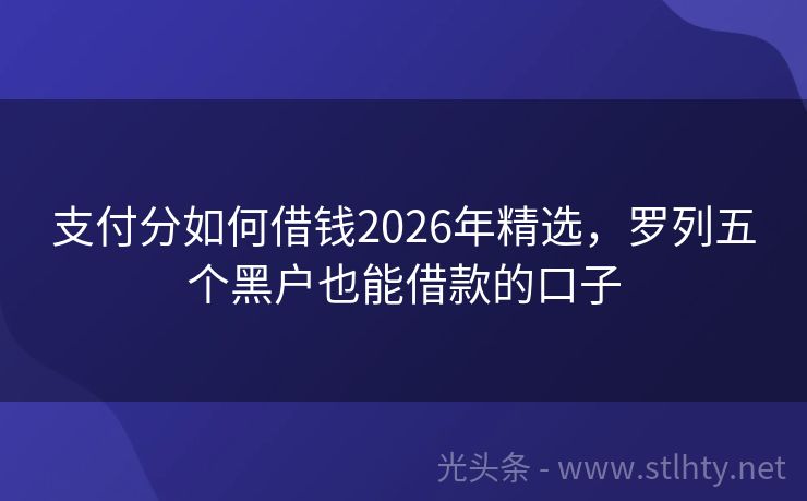 支付分如何借钱2026年精选，罗列五个黑户也能借款的口子