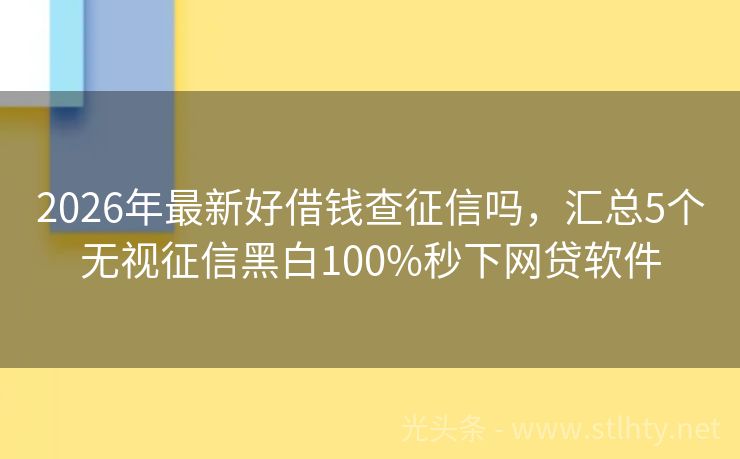 2026年最新好借钱查征信吗，汇总5个无视征信黑白100%秒下网贷软件