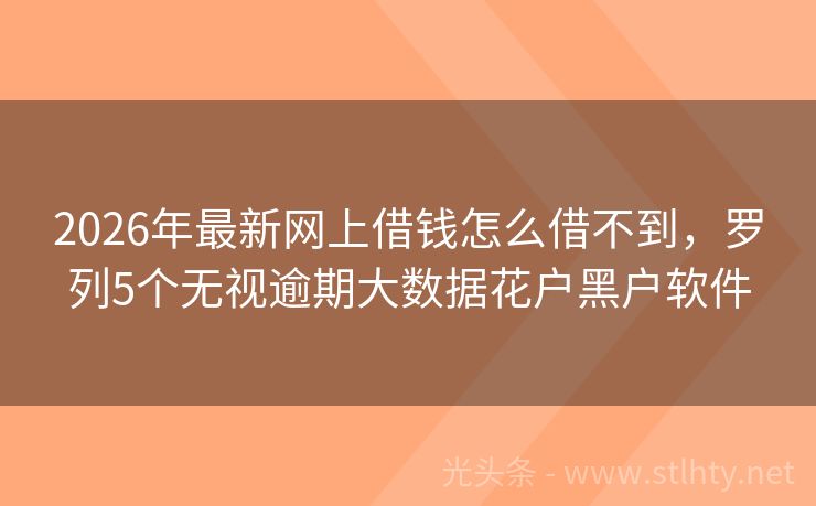 2026年最新网上借钱怎么借不到，罗列5个无视逾期大数据花户黑户软件