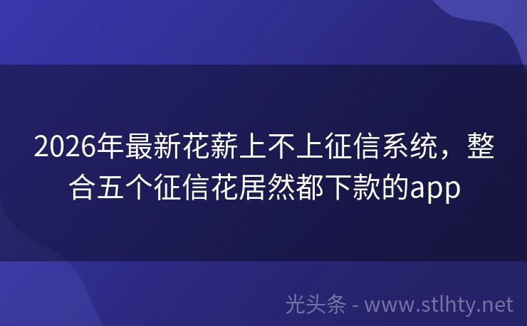 2026年最新花薪上不上征信系统，整合五个征信花居然都下款的app