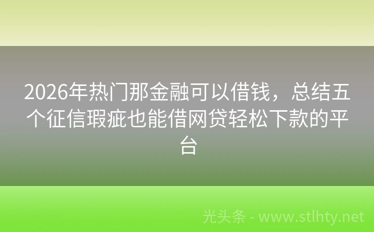2026年热门那金融可以借钱，总结五个征信瑕疵也能借网贷轻松下款的平台