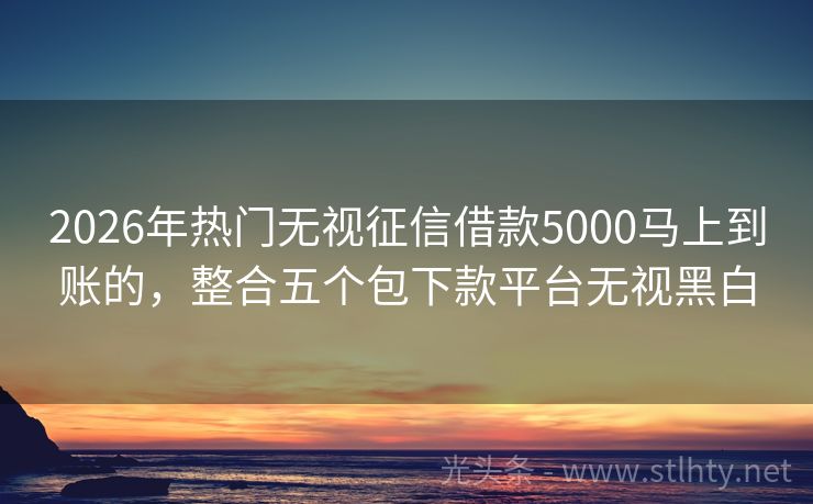 2026年热门无视征信借款5000马上到账的，整合五个包下款平台无视黑白