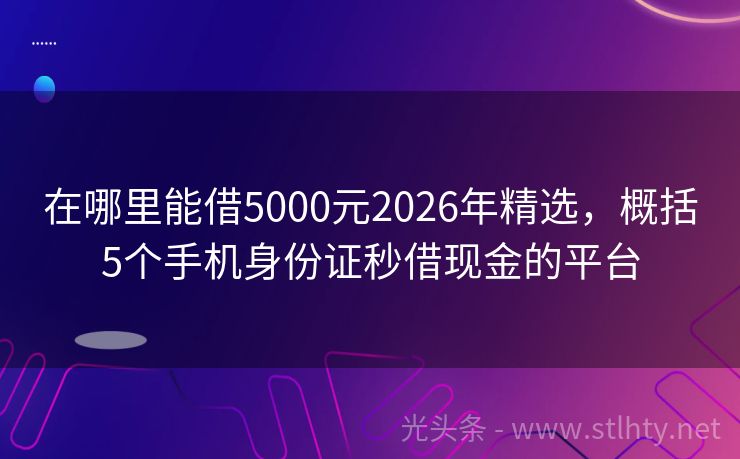 在哪里能借5000元2026年精选，概括5个手机身份证秒借现金的平台