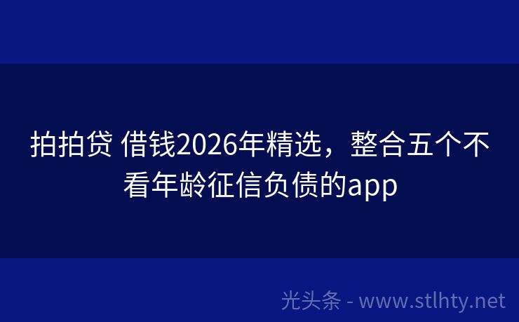 拍拍贷 借钱2026年精选，整合五个不看年龄征信负债的app