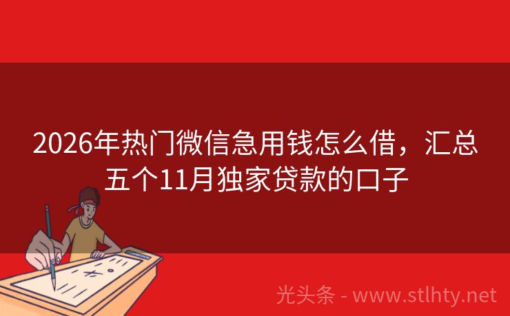 2026年热门微信急用钱怎么借，汇总五个11月独家贷款的口子