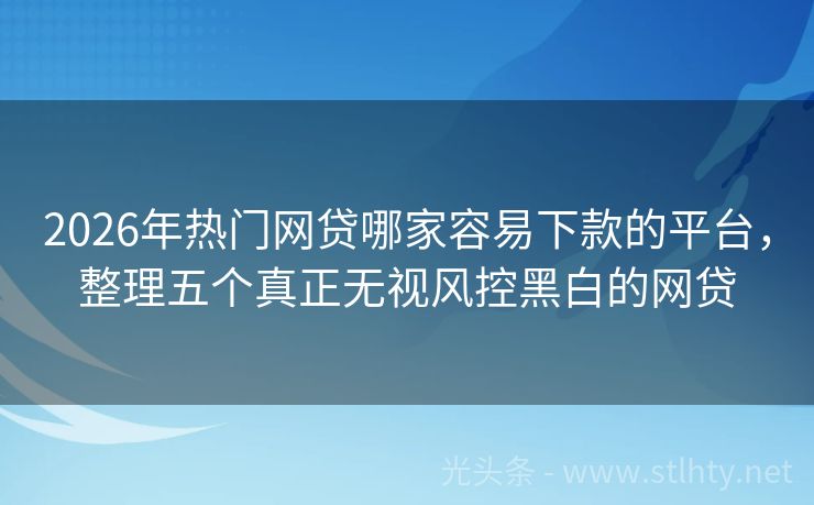 2026年热门网贷哪家容易下款的平台，整理五个真正无视风控黑白的网贷