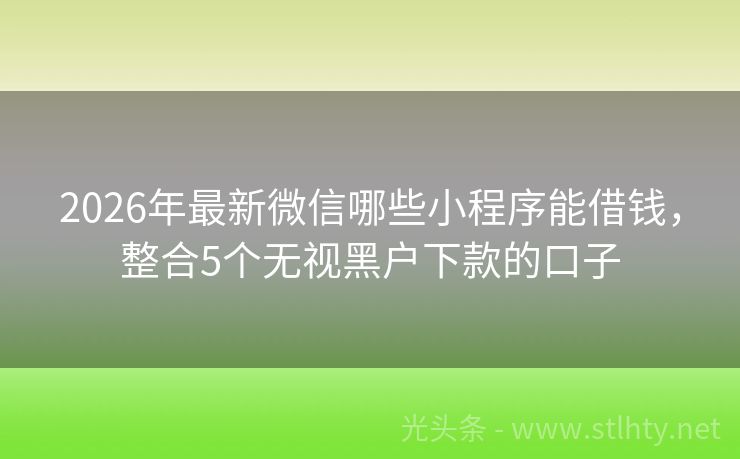2026年最新微信哪些小程序能借钱，整合5个无视黑户下款的口子