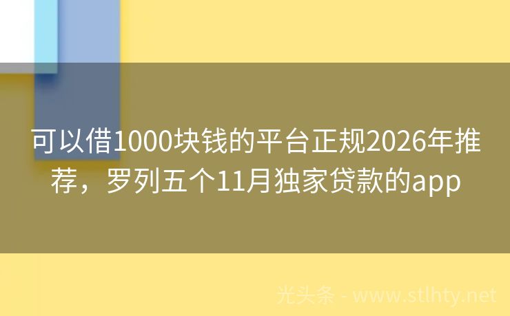 可以借1000块钱的平台正规2026年推荐，罗列五个11月独家贷款的app