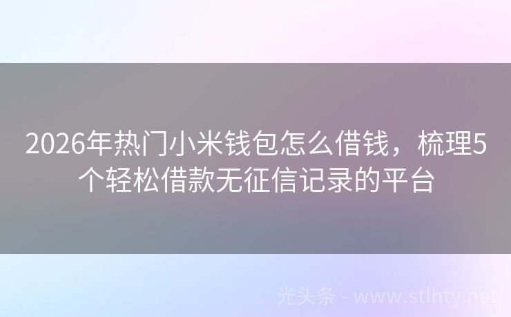 2026年热门小米钱包怎么借钱，梳理5个轻松借款无征信记录的平台