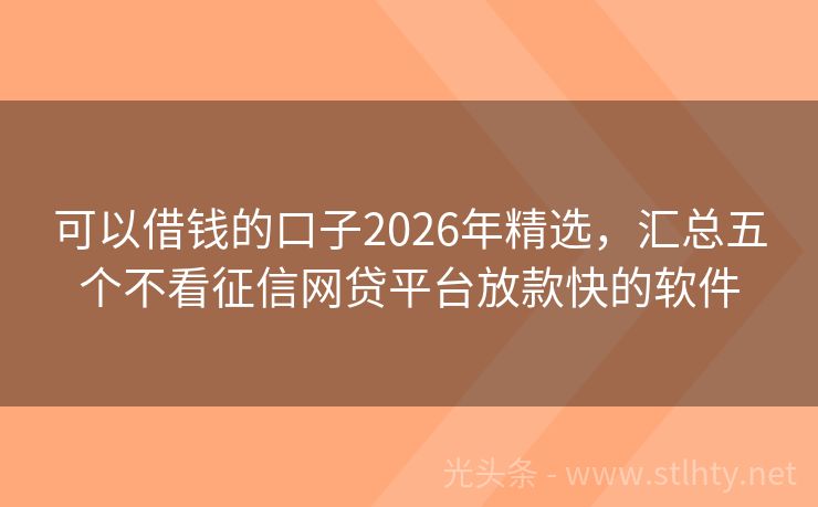 可以借钱的口子2026年精选，汇总五个不看征信网贷平台放款快的软件