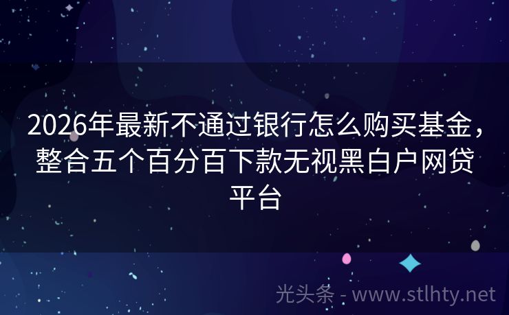 2026年最新不通过银行怎么购买基金，整合五个百分百下款无视黑白户网贷平台