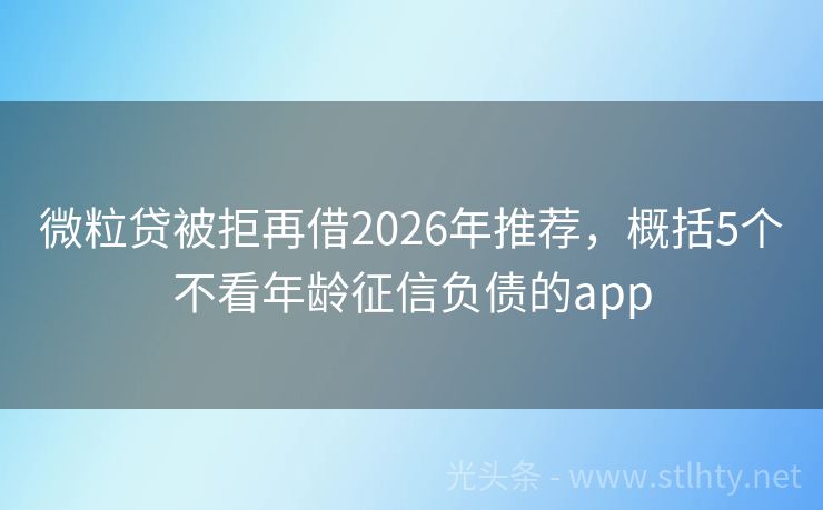 微粒贷被拒再借2026年推荐，概括5个不看年龄征信负债的app