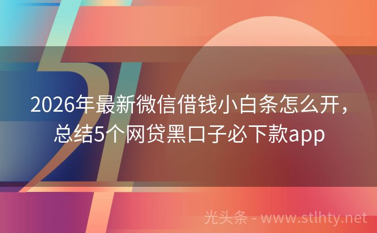 2026年最新微信借钱小白条怎么开，总结5个网贷黑口子必下款app