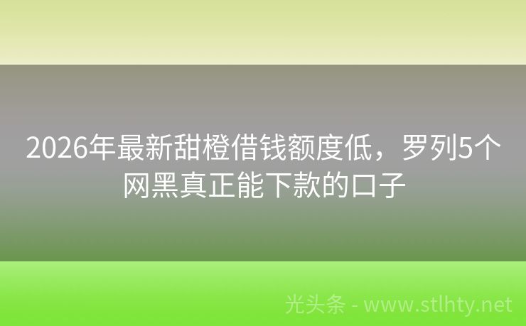 2026年最新甜橙借钱额度低，罗列5个网黑真正能下款的口子