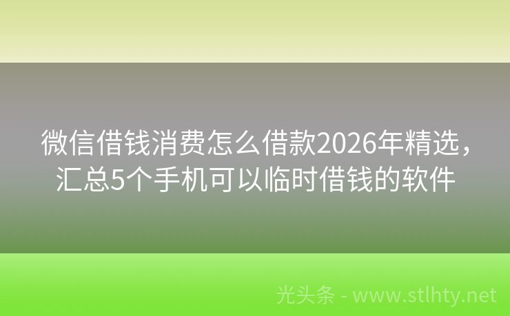 微信借钱消费怎么借款2026年精选，汇总5个手机可以临时借钱的软件