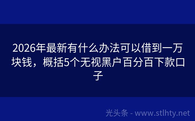 2026年最新有什么办法可以借到一万块钱，概括5个无视黑户百分百下款口子