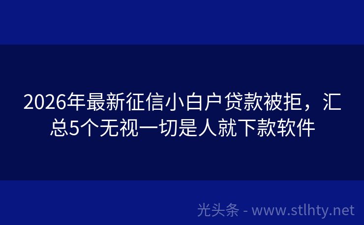 2026年最新征信小白户贷款被拒，汇总5个无视一切是人就下款软件